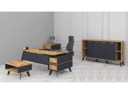 Inrichting kantoor set werkkamer bureau kasten tafel 4-delig