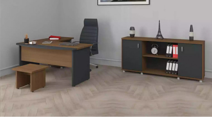 Klassiek houten kantoormeubel set hoekbureau werkkamer meubilair