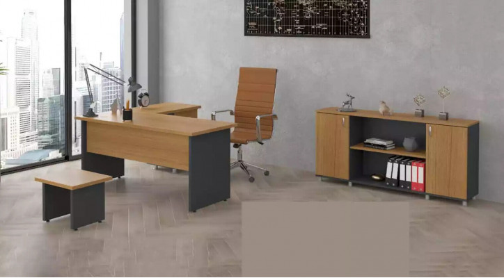 Kantoorinrichting werkkamerset kantoormeubilair chef bureau kast