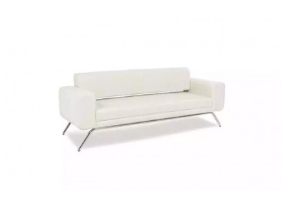 Witte driezitter luxe Roestvrijstalen poten Textielmeubels Kantoorbank Modern