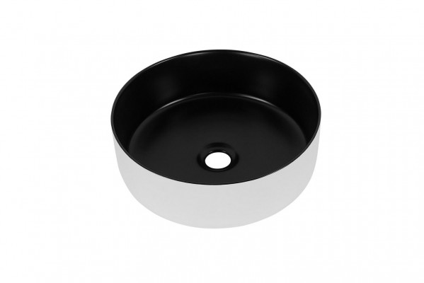 Ronde opzet wastafel zwart wit bakje