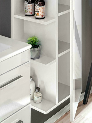 Badkamer Badmeubel Plank Kast Wit Kasten Apotheek Hout