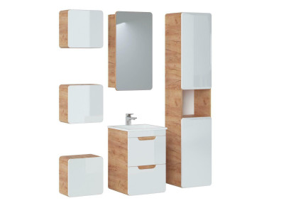 Ontwerp badkamer meubelset Bad 6-delige set garnituur kast wastafel hout