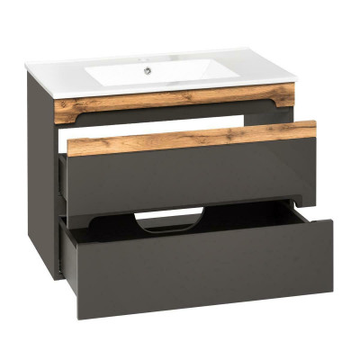 Badkamermeubelset 80cm wastafel met onderkast Moderne decoratieve wastafel