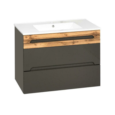 Badkamermeubelset 80cm wastafel met onderkast Moderne decoratieve wastafel