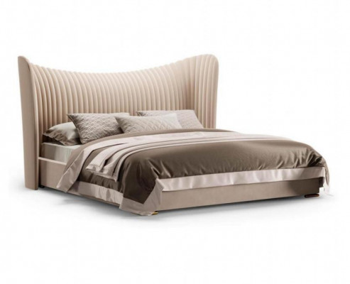 Beige tweepersoonsbed ontwerper houten bedden bedframes slaapkamer meubels bed