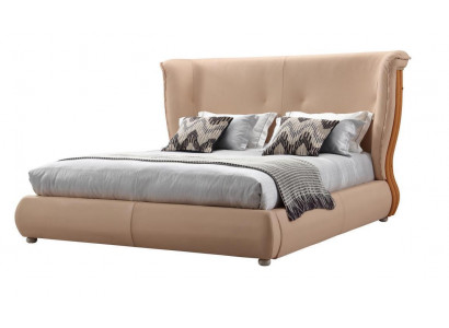 Beige bed Slaapkamer Bedden Tweepersoonsbedden Houten meubels Leren bedden