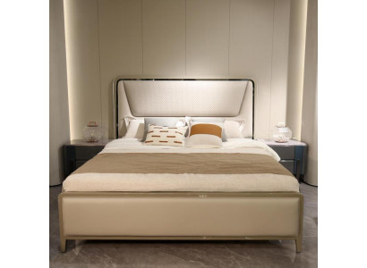 Slaapkamer Bed Bedden Ontwerper Tweepersoonsbed Natuurlijk houten bed Bedframe Beige