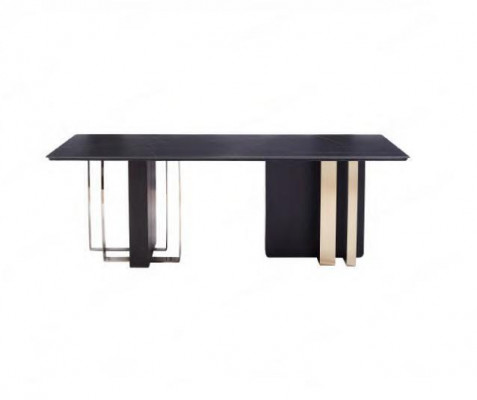 Grote zwarte eettafel Eetkamer meubilair Houten tafel Tafel Roestvrij staal