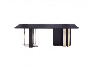 Grote zwarte eettafel Eetkamer meubilair Houten tafel Tafel Roestvrij staal