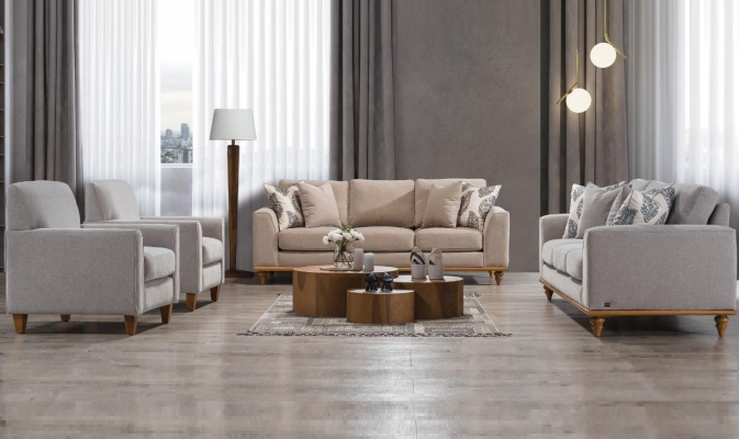 Woonkamerset 4-delig 2x bankstel driezits design 2x fauteuil modern nieuw meubilair.