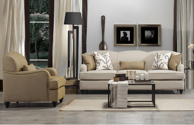 Sofa Set 2-delig driezitsbank Modern fauteuil Bankstel Design Woonkamer
