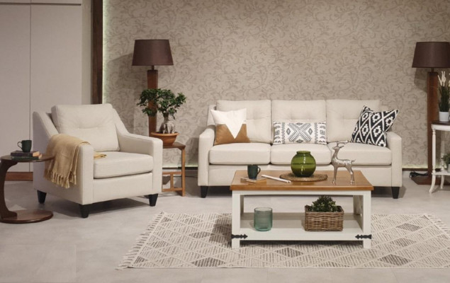 Ontwerp woonkamer bankstel driezitsbank modern interieur fauteuil