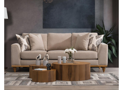 Bankstel Driezitter Woonkamer Ontwerp Modern Meubilair Luxe Beige Bankstellen