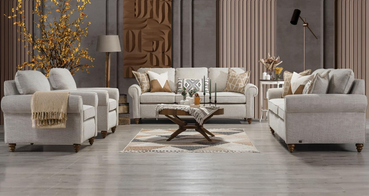 Woonkamer bankstel Modern Design Meubels 2x Bank Driezits 2x Fauteuil