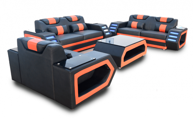 Ontwerper Bankstel Bank Bekledingsset 3+2+1 Leerbank Verlicht Leer