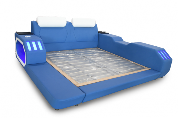 Multifunctionele bedden Led Luxe Design Blauw Bed Hotel Tweepersoons 180x200