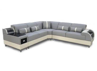 Hoekbank L-vorm Bank Bank Ontwerp Bekleding Modern Hoekbank Grijs