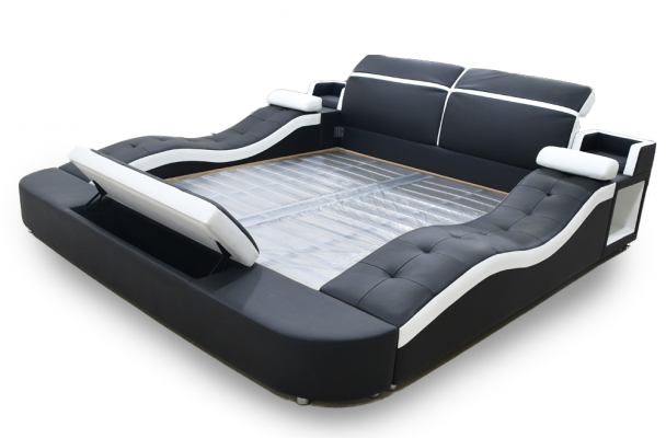 Multifunctioneel bed voor twee personen in een groot hotel met zachte slaapkamermeubilair.