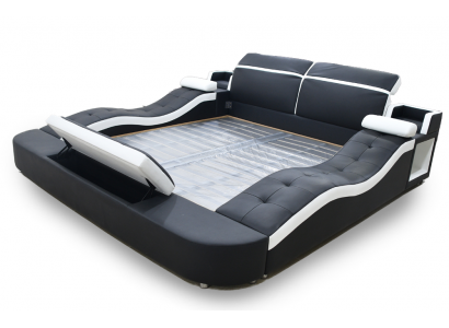 Multifunctioneel bed voor twee personen in een groot hotel met zachte slaapkamermeubilair.