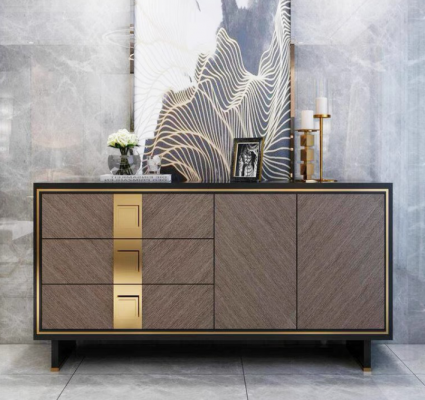 Sideboard Kommode Schrank Holz Modern Design Grau Luxus Wohnzimmer  Dressoir ladekast kast hout modern design grijs luxe woonkamer
