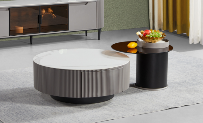 Runder set 2x salontafels bijzettafel ontwerp woonkamer