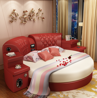 Rond Bed Ronde Bedden Multifunctioneel Hotel Gestoffeerd LED Rek Nieuw