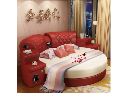 Rond Bed Ronde Bedden Multifunctioneel Hotel Gestoffeerd LED Rek Nieuw