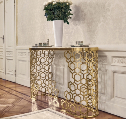 Luxe console ontwerp consoles tafel meubilair dressoir inrichting goud