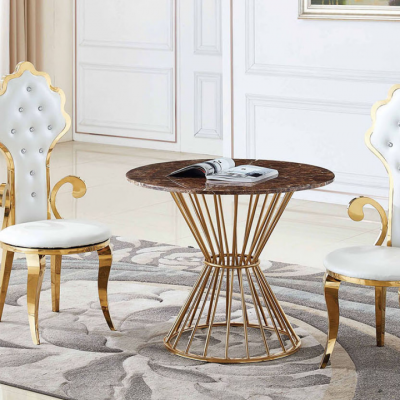 Eettafel Koffietafel Woonkamer Goud Luxe Design Ronde Tafel Roestvrij Staal