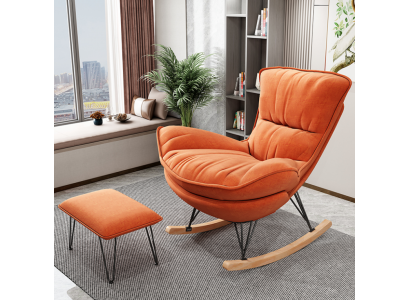 Fauteuil Design Relax Oranje Textiel Woonkamer Bekleding Luxe Eenpersoons