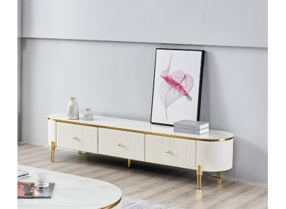 TV-standaard RTV Lowboard Wit Modern Woonkamer Sideboard Hout Nieuw