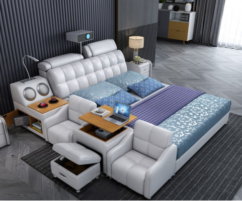 Multifunctionele bedboxen Luxe ontwerp leren bedden Hotel dubbel Nieuw