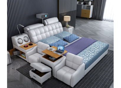Multifunctionele bedboxen Luxe ontwerp leren bedden Hotel dubbel Nieuw