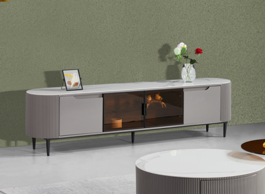 rtv Lowboard tv standaard Sideboard Hout Grijs Luxe Woonkamer Design