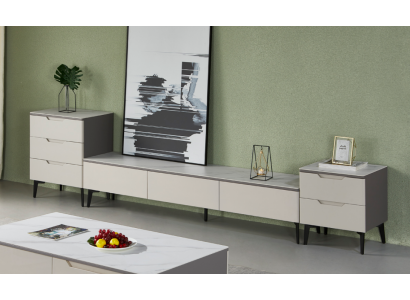 Wandmeubel TV-standaard RTV Lowboard Luxe Hout Modern Grijs Woonkamer