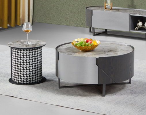 Salontafel Ronde Set van 2 Bijzettafels Woonkamer Tafels Ontwerp Nieuw