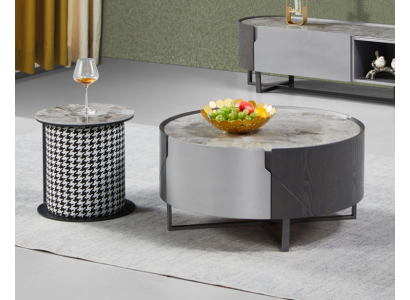 Salontafel Ronde Set van 2 Bijzettafels Woonkamer Tafels Ontwerp Nieuw