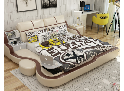 Multifunctioneel bed Luxe design Beige Bedden Dubbele plank 180x200cm