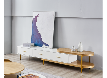 rtv Laag tv-meubel laden planken dressoir tafel woonkamer hout design