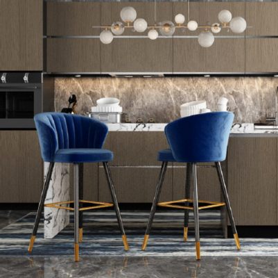 Barkruk Barkruk Blauw Fluweel Ontwerp Barkrukken Barkruk Stoelen Nieuw