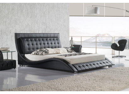 Bed tweepersoonsbed Zwart Bekleed bed Slaapkamer Modern 180x200