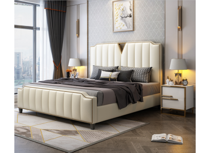 Tweepersoonsbed Slaapkamer Bedden Luxe Tweepersoonsbed Beige Inrichting Meubels