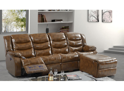 Luxe meubels bank 4-zits poef bank ontwerp bekleding ontspanning woonlandschap