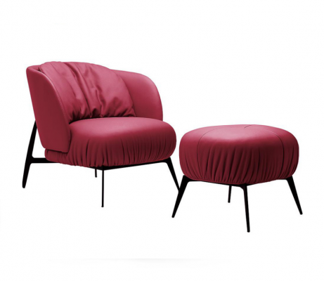 Fauteuil poef woonkamer design modern set bekleding relax 2-delig.