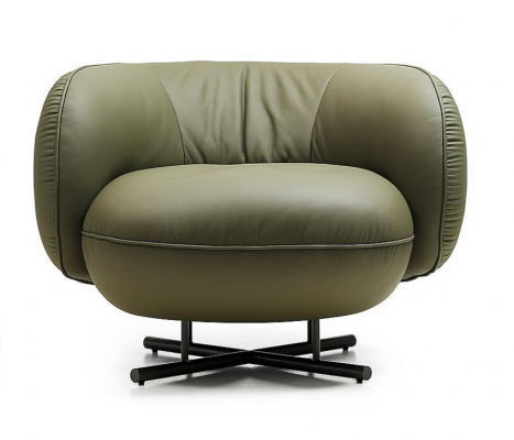 Fauteuil 1-zitter kunstleer lounge luxe gestoffeerde designstoel grijs