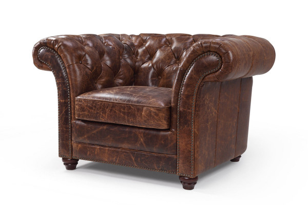 Chesterfield Bank Bank Bekleding 1 Zits Fauteuil Bankstellen Design Bekleding Leer Nieuw