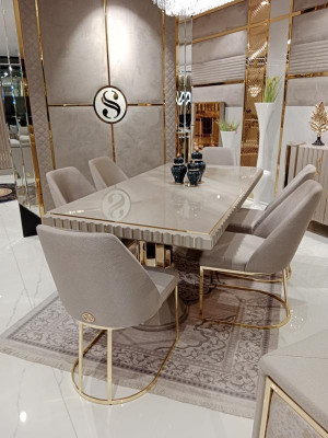 Luxe tafel Beige Roestvrijstalen tafels Italiaans ontwerp Eettafels Eettafel Nieuw