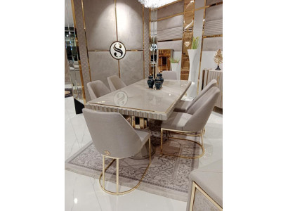 Luxe tafel Beige Roestvrijstalen tafels Italiaans ontwerp Eettafels Eettafel Nieuw