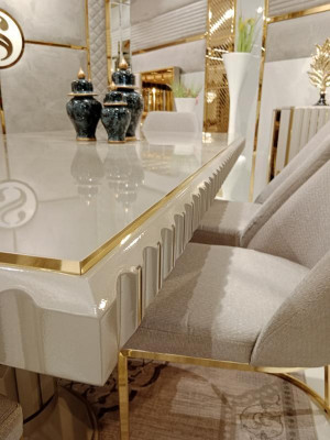 Luxe tafel Beige Roestvrijstalen tafels Italiaans ontwerp Eettafels Eettafel Nieuw